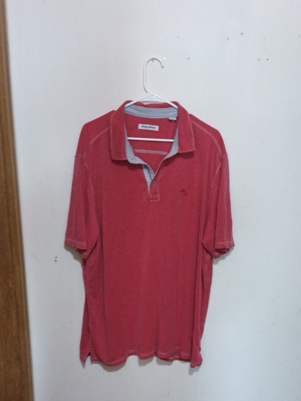 Tommy Bahama Coral Red Polo with Contrast Placket